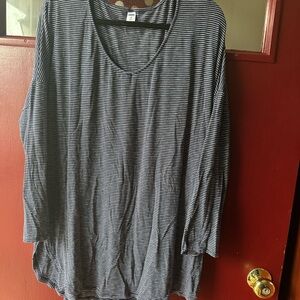 Old Navy Luxe Blue and White Striped Long Sleeve Top